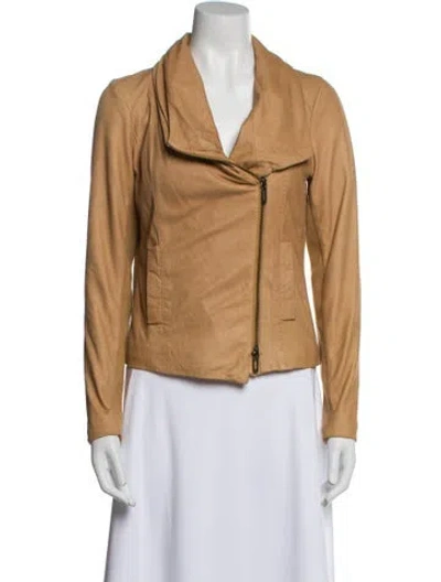 Pre-owned Vince Leather Biker Jacket In Brown