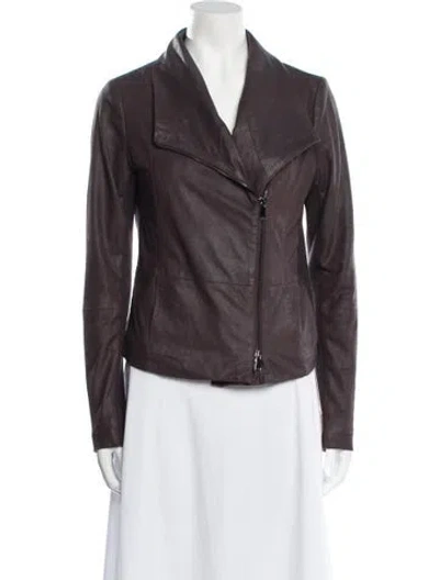 Pre-owned Vince Leather Biker Jacket In Brown