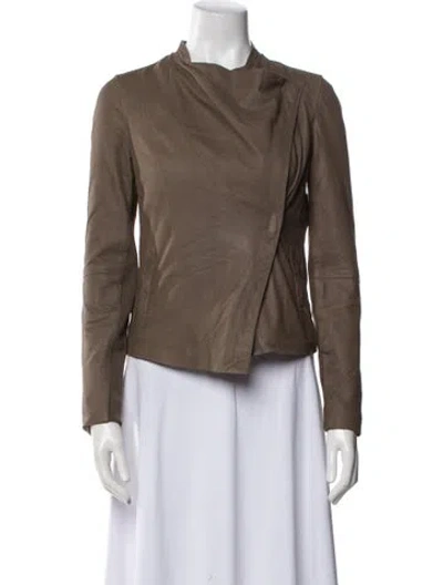 Pre-owned Vince Leather Biker Jacket In Brown