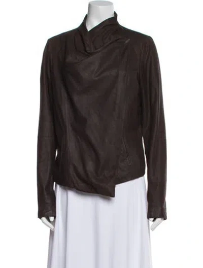 Pre-owned Vince Leather Biker Jacket In Brown