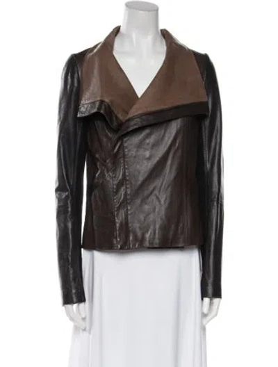 Pre-owned Vince Leather Biker Jacket In Brown