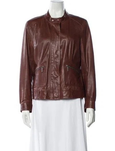 Pre-owned Vince Leather Biker Jacket In Brown
