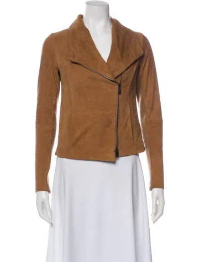 Pre-owned Vince Leather Biker Jacket In Brown