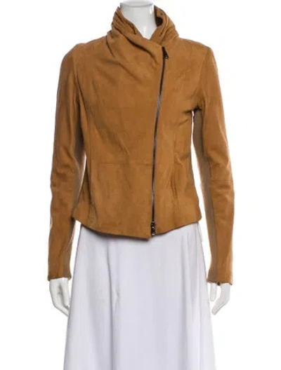 Pre-owned Vince Leather Biker Jacket In Brown