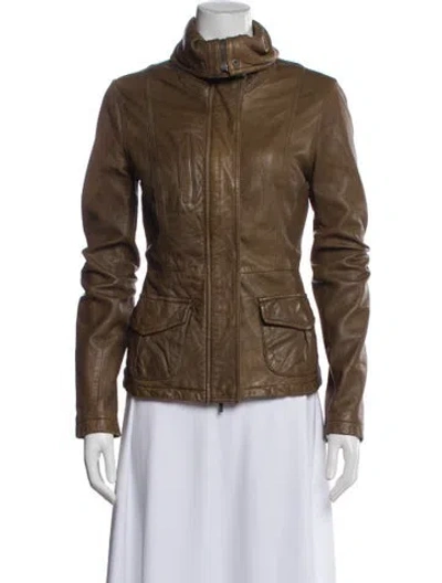 Pre-owned Vince Leather Biker Jacket In Brown