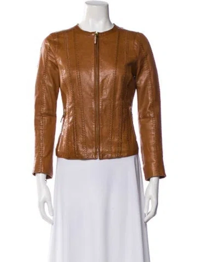 Pre-owned Vince Leather Biker Jacket In Brown
