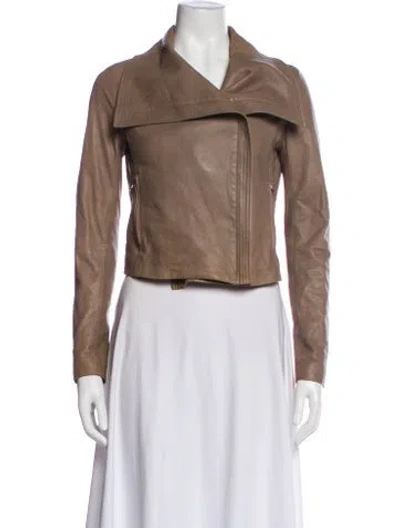 Pre-owned Vince Leather Biker Jacket In Brown