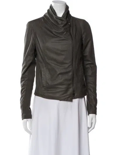 Pre-owned Vince Leather Biker Jacket In Brown