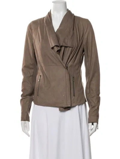 Pre-owned Vince Leather Biker Jacket In Brown