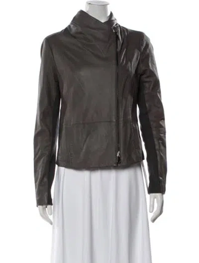 Pre-owned Vince Leather Biker Jacket In Brown