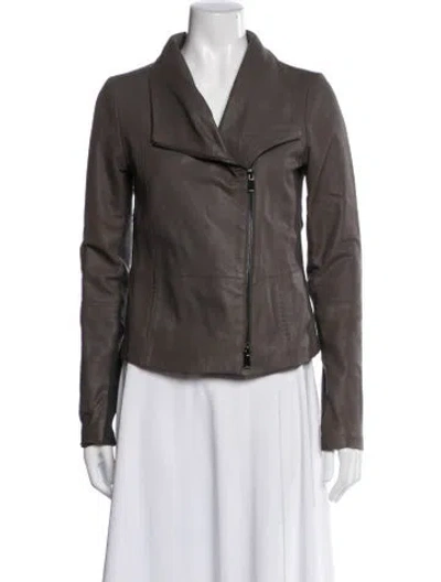 Pre-owned Vince Leather Biker Jacket In Brown