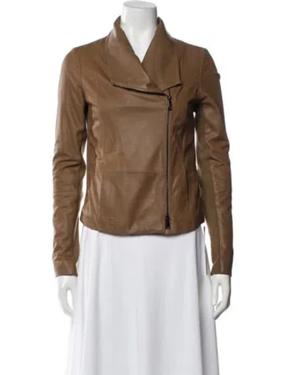 Pre-owned Vince Leather Biker Jacket In Brown