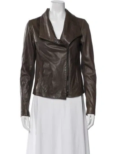 Pre-owned Vince Leather Biker Jacket In Brown