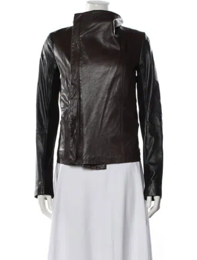 Pre-owned Vince Leather Biker Jacket In Brown