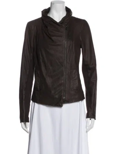 Pre-owned Vince Leather Biker Jacket In Brown