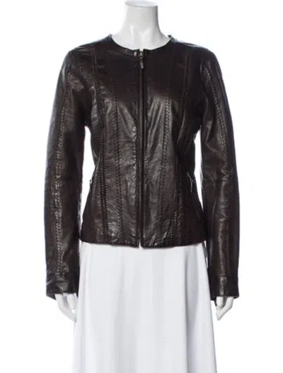 Pre-owned Vince Leather Biker Jacket In Brown