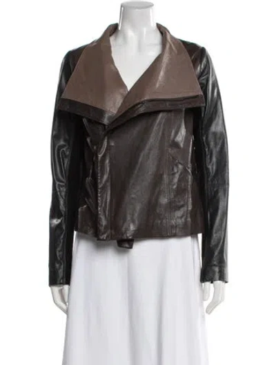 Pre-owned Vince Leather Biker Jacket In Brown