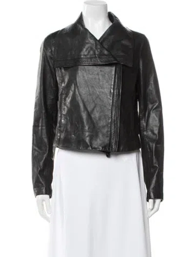 Pre-owned Vince Leather Biker Jacket In Brown