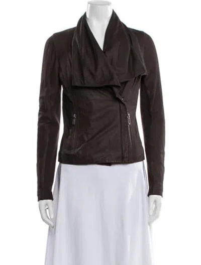 Pre-owned Vince Leather Biker Jacket In Brown