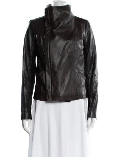 Pre-owned Vince Leather Biker Jacket In Brown