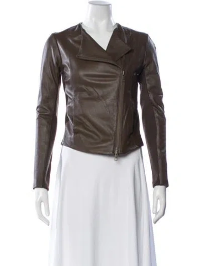 Pre-owned Vince Leather Biker Jacket In Brown