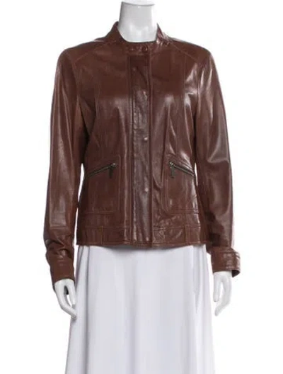 Pre-owned Vince Leather Biker Jacket In Brown