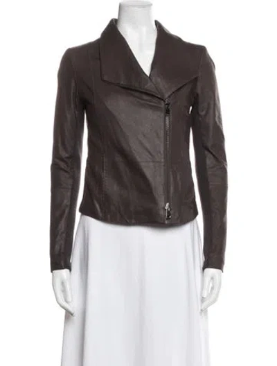Pre-owned Vince Leather Biker Jacket In Brown