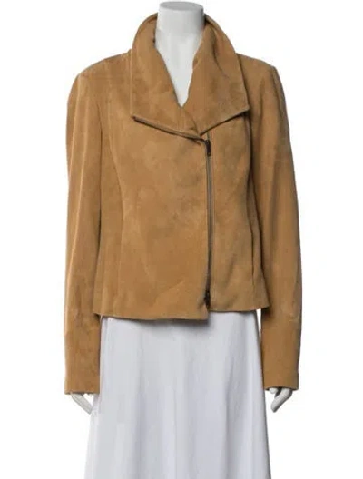 Pre-owned Vince Leather Biker Jacket In Brown