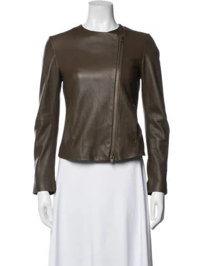 Pre-owned Vince Leather Biker Jacket In Brown