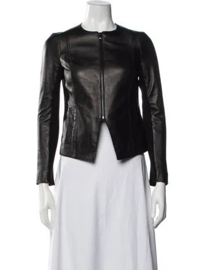 Pre-owned Vince Leather Biker Jacket In Brown