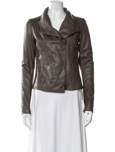 Pre-owned Vince Leather Biker Jacket In Brown