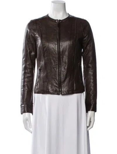 Pre-owned Vince Leather Biker Jacket In Brown