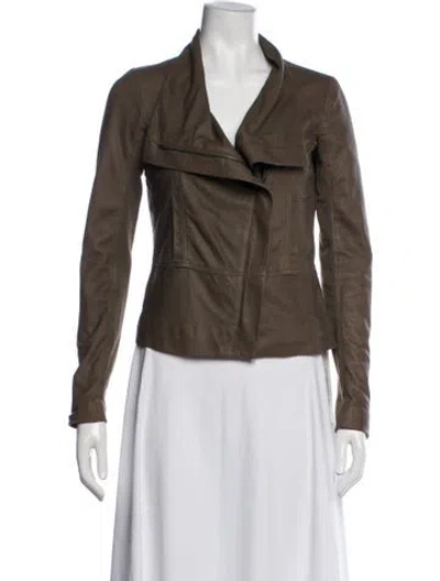 Pre-owned Vince Leather Biker Jacket In Brown