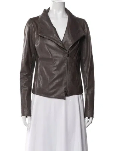 Pre-owned Vince Leather Biker Jacket In Brown