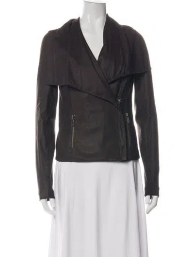 Pre-owned Vince Leather Biker Jacket In Brown