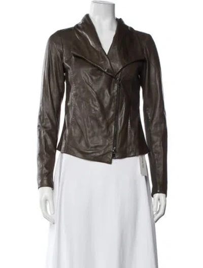 Pre-owned Vince Leather Biker Jacket In Brown