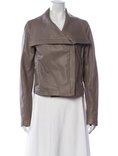 Pre-owned Vince Leather Biker Jacket In Brown
