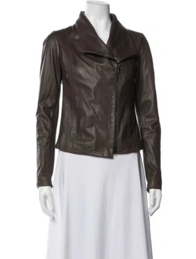 Pre-owned Vince Leather Biker Jacket In Brown
