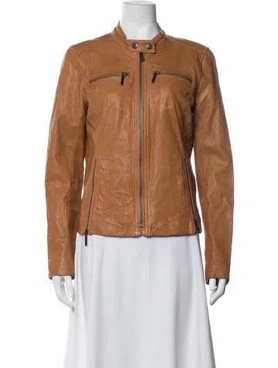 Pre-owned Vince Leather Biker Jacket In Brown