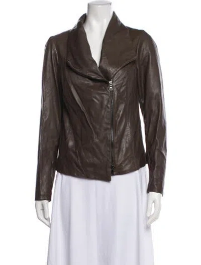 Pre-owned Vince Leather Biker Jacket In Brown