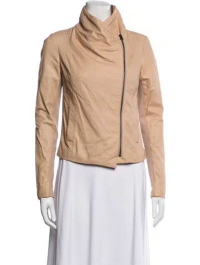 Pre-owned Vince Leather Biker Jacket In Brown
