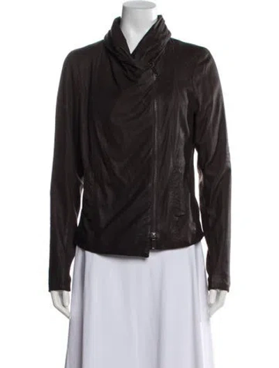 Pre-owned Vince Leather Biker Jacket In Brown