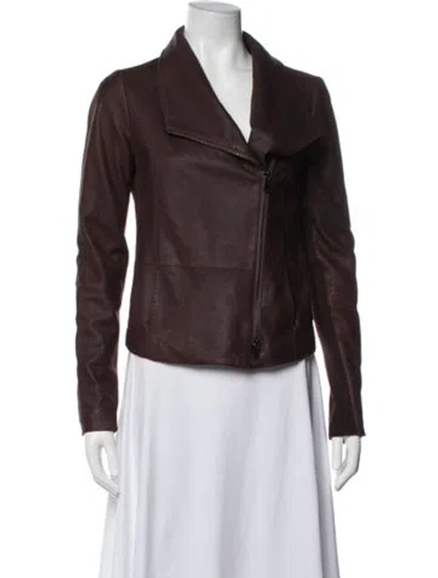 Pre-owned Vince Leather Biker Jacket In Brown