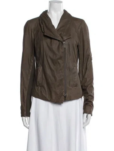 Pre-owned Vince Leather Biker Jacket In Brown