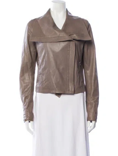 Pre-owned Vince Leather Biker Jacket In Brown