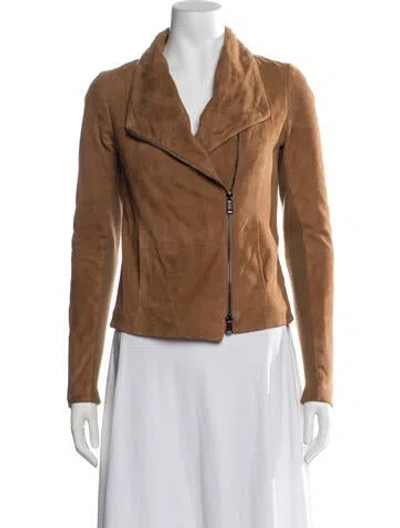 Pre-owned Vince Leather Biker Jacket In Brown
