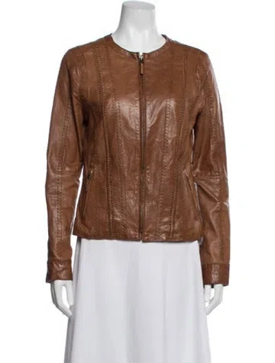 Pre-owned Vince Leather Biker Jacket In Brown
