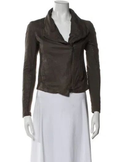 Pre-owned Vince Leather Biker Jacket In Brown