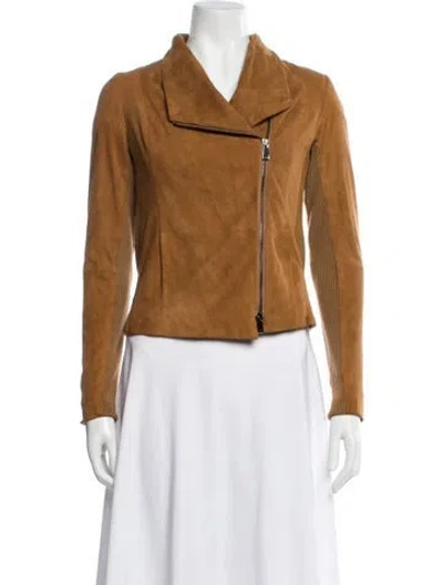 Pre-owned Vince Leather Biker Jacket In Brown