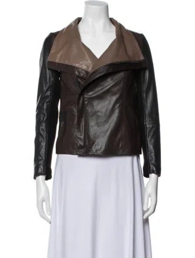 Pre-owned Vince Leather Biker Jacket In Brown